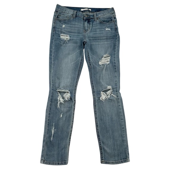 Eunina Sasha Distressed Teens Low Rise Skinny Cigarette Denim Jeans Sz  7/28 - Picture 1 of 9